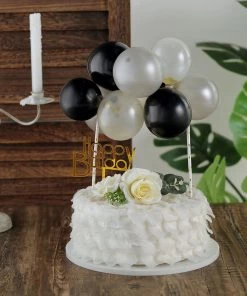 HIER_4200 11 Pcs | Confetti Balloon Garland Cloud Cake Topper, Mini Cake Decorations - Black, Silver & Clear Chargers & Centerpieces 23 HIER_4200 11 Pcs | Confetti Balloon Garland Cloud Cake Topper, Mini Cake Decorations - Black, Silver & Clear Chargers & Centerpieces