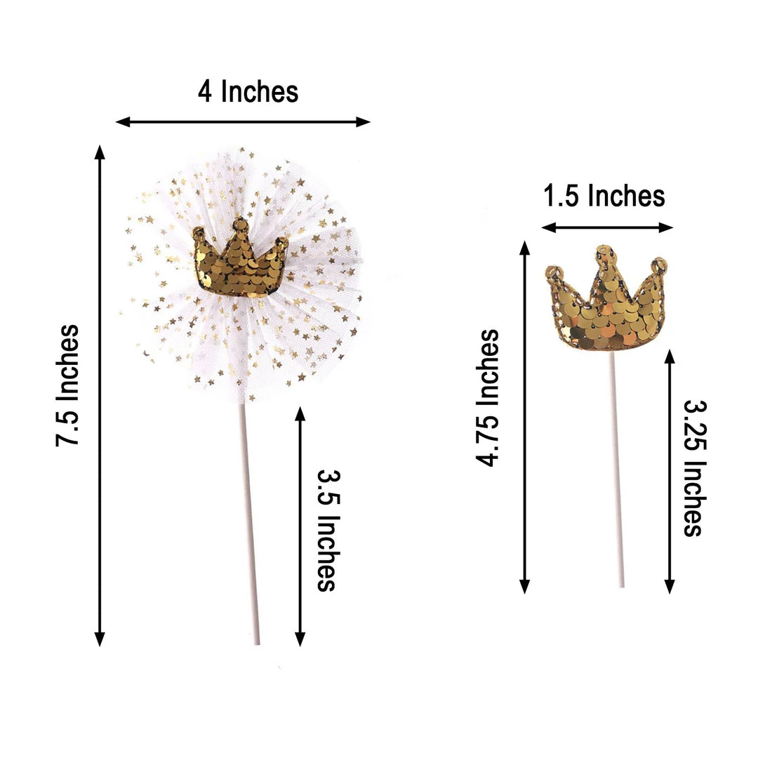 HIER_4200 Chargers & Centerpieces 9 Pack | Gold Sequin Crown & Tutu Cupcake Cake Toppers, Princess Party Decor Supplies 3 HIER_4200 Chargers & Centerpieces 9 Pack | Gold Sequin Crown & Tutu Cupcake Cake Toppers, Princess Party Decor Supplies