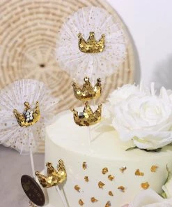 HIER_4200 Chargers & Centerpieces 9 Pack | Gold Sequin Crown & Tutu Cupcake Cake Toppers, Princess Party Decor Supplies 26 HIER_4200 Chargers & Centerpieces 9 Pack | Gold Sequin Crown & Tutu Cupcake Cake Toppers, Princess Party Decor Supplies