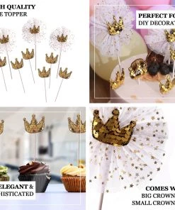 HIER_4200 Chargers & Centerpieces 9 Pack | Gold Sequin Crown & Tutu Cupcake Cake Toppers, Princess Party Decor Supplies 18 HIER_4200 Chargers & Centerpieces 9 Pack | Gold Sequin Crown & Tutu Cupcake Cake Toppers, Princess Party Decor Supplies