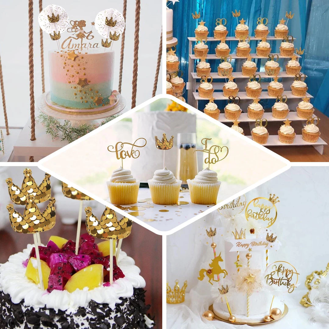 HIER_4200 Chargers & Centerpieces 9 Pack | Gold Sequin Crown & Tutu Cupcake Cake Toppers, Princess Party Decor Supplies 5 HIER_4200 Chargers & Centerpieces 9 Pack | Gold Sequin Crown & Tutu Cupcake Cake Toppers, Princess Party Decor Supplies