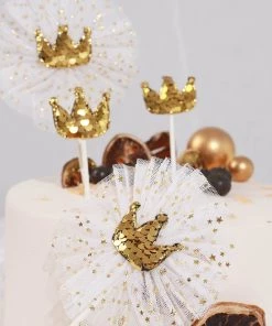 HIER_4200 Chargers & Centerpieces 9 Pack | Gold Sequin Crown & Tutu Cupcake Cake Toppers, Princess Party Decor Supplies 21 HIER_4200 Chargers & Centerpieces 9 Pack | Gold Sequin Crown & Tutu Cupcake Cake Toppers, Princess Party Decor Supplies