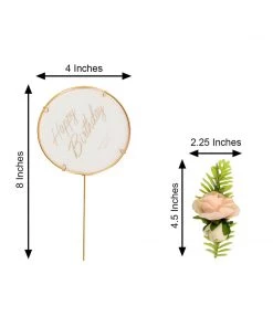HIER_4200 3 Pcs | Gold Acrylic Happy Birthday Cake Topper & Silk Flower Clusters, Cake Decorations Chargers & Centerpieces 17 HIER_4200 3 Pcs | Gold Acrylic Happy Birthday Cake Topper & Silk Flower Clusters, Cake Decorations Chargers & Centerpieces