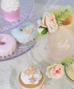 HIER_4200 3 Pcs | Gold Acrylic Happy Birthday Cake Topper & Silk Flower Clusters, Cake Decorations Chargers & Centerpieces 21 HIER_4200 3 Pcs | Gold Acrylic Happy Birthday Cake Topper & Silk Flower Clusters, Cake Decorations Chargers & Centerpieces