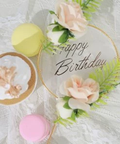 HIER_4200 3 Pcs | Gold Acrylic Happy Birthday Cake Topper & Silk Flower Clusters, Cake Decorations Chargers & Centerpieces 23 HIER_4200 3 Pcs | Gold Acrylic Happy Birthday Cake Topper & Silk Flower Clusters, Cake Decorations Chargers & Centerpieces