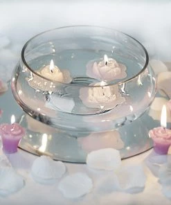 HIER_3810 7" Floating Candle Glass Bowl Centerpiece, Multi Purpose Table Decor Chargers & Centerpieces