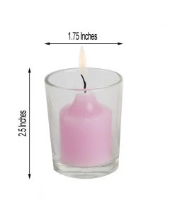 HIER_3820 12 Pack | Lavender Votive Candle & Clear Glass Votive Holder Candle Set Chargers & Centerpieces 9 HIER_3820 12 Pack | Lavender Votive Candle & Clear Glass Votive Holder Candle Set Chargers & Centerpieces