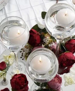HIER_3810 Chargers & Centerpieces 4 Pack | 3" Classic White Disc Unscented Floating Candles, Dripless
