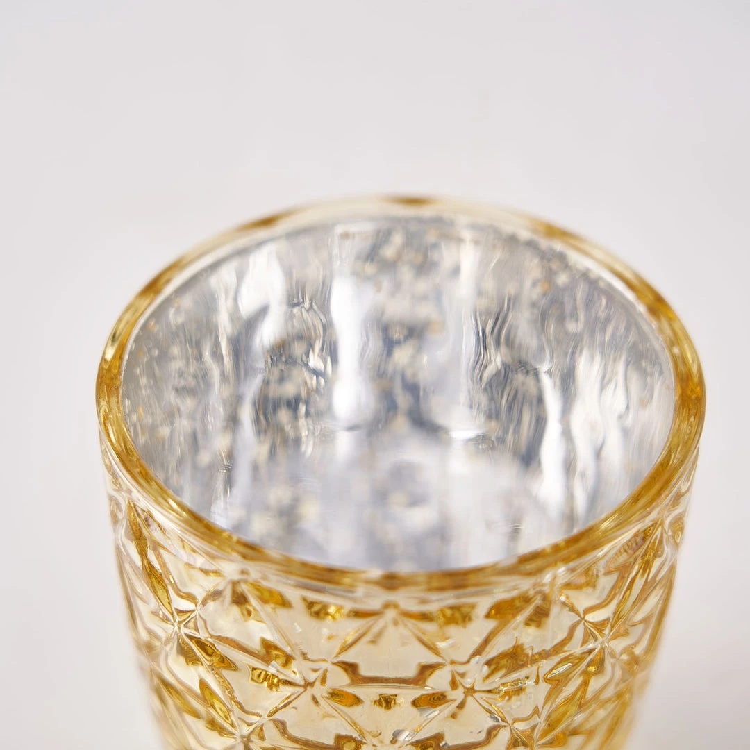 HIER_4320 Chargers & Centerpieces 6 Pack | 3" Metallic Gold Mercury Glass Votive Candle Holders, Tealight Candle Holders - Assorted Geometric Designs 2 HIER_4320 Chargers & Centerpieces 6 Pack | 3" Metallic Gold Mercury Glass Votive Candle Holders, Tealight Candle Holders - Assorted Geometric Designs