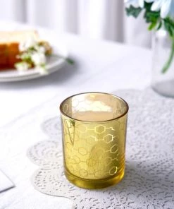 HIER_4320 6 Pack | 3" Gold Mercury Glass Candle Holders, Votive Candle Containers - Honeycomb Design 24 HIER_4320 6 Pack | 3