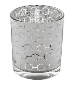 HIER_4320 6 Pack | 3" Silver Mercury Glass Candle Holders, Votive Candle Containers - Honeycomb Design Chargers & Centerpieces 28 HIER_4320 6 Pack | 3