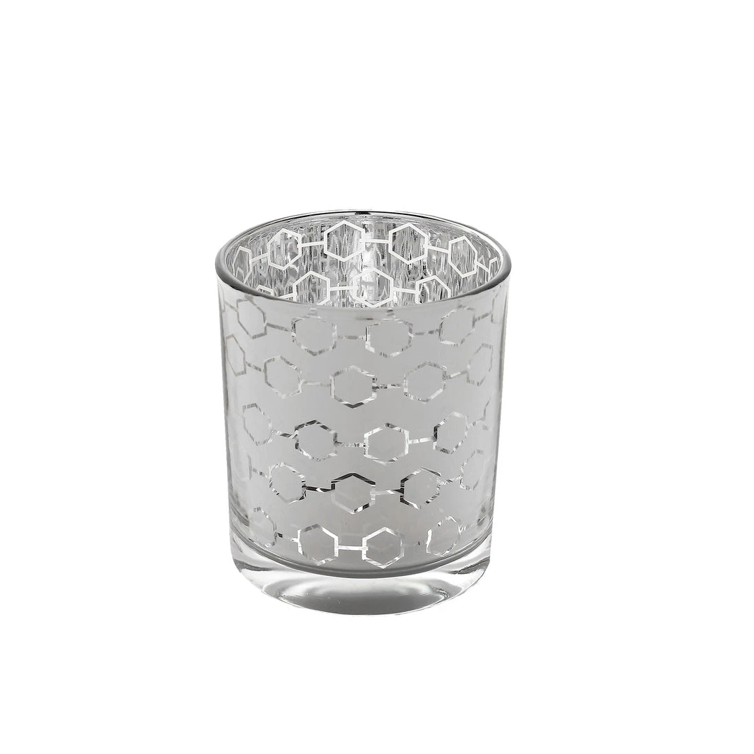 HIER_4320 6 Pack | 3" Silver Mercury Glass Candle Holders, Votive Candle Containers - Honeycomb Design Chargers & Centerpieces 15 HIER_4320 6 Pack | 3" Silver Mercury Glass Candle Holders, Votive Candle Containers - Honeycomb Design Chargers & Centerpieces