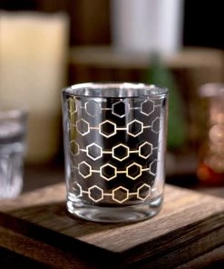 HIER_4320 6 Pack | 3" Silver Mercury Glass Candle Holders, Votive Candle Containers - Honeycomb Design Chargers & Centerpieces 24 HIER_4320 6 Pack | 3