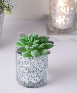 HIER_4320 6 Pack | 3" Shiny Silver Mercury Glass Candle Holders, Votive Tealight Holders - Geometric Design Chargers & Centerpieces 22 HIER_4320 6 Pack | 3