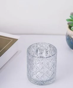 HIER_4320 6 Pack | 3" Shiny Silver Mercury Glass Candle Holders, Votive Tealight Holders - Geometric Design Chargers & Centerpieces 28 HIER_4320 6 Pack | 3