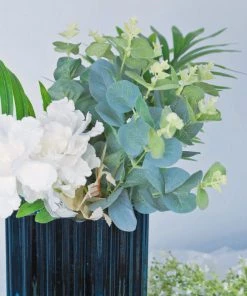 HIER_4810 9" Navy Blue Mercury Glass Hurricane Candle Holder, Cylinder Pillar Vase - Wavy Column Design Chargers & Centerpieces