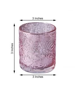HIER_4320 6 Pack | Blush/Rose Gold Mercury Glass Candle Holders, Votive Tealight Holders With Palm Leaf Design 15 HIER_4320 6 Pack | Blush/Rose Gold Mercury Glass Candle Holders, Votive Tealight Holders With Palm Leaf Design