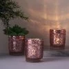 HIER_4320 6 Pack | Blush/Rose Gold Mercury Glass Candle Holders, Votive Tealight Holders With Primrose Design