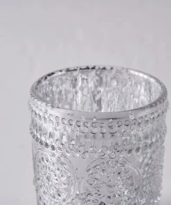 HIER_4320 Chargers & Centerpieces 6 Pack | Silver Mercury Glass Primrose Candle Holders, Votive Tealight Holders