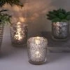 HIER_4320 Chargers & Centerpieces 6 Pack | Silver Mercury Glass Primrose Candle Holders, Votive Tealight Holders