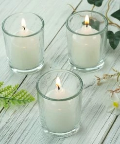 HIER_4320 12 Pack | 2.5" Clear Glass Votive Candle Holder Set, Tealight Holders Chargers & Centerpieces