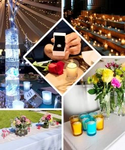 HIER_4320 Chargers & Centerpieces 12 Pack | 2.5" Turquoise Glass Votive Candle Holder Set Tealight Holders 16 HIER_4320 Chargers & Centerpieces 12 Pack | 2.5