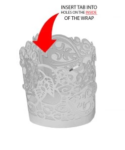 HIER_4320 Chargers & Centerpieces 20 Pack | Silver Foil Paper Floral Lace Candle Holder Wraps, Votive Tealight Decorative Wraps