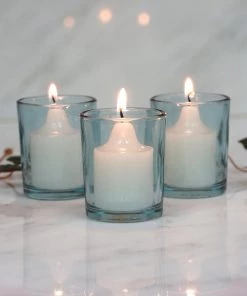 HIER_4320 Chargers & Centerpieces 12 Pack | 2.5" Turquoise Glass Votive Candle Holder Set Tealight Holders 18 HIER_4320 Chargers & Centerpieces 12 Pack | 2.5