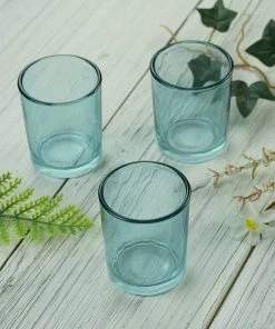 HIER_4320 Chargers & Centerpieces 12 Pack | 2.5" Turquoise Glass Votive Candle Holder Set Tealight Holders 19 HIER_4320 Chargers & Centerpieces 12 Pack | 2.5