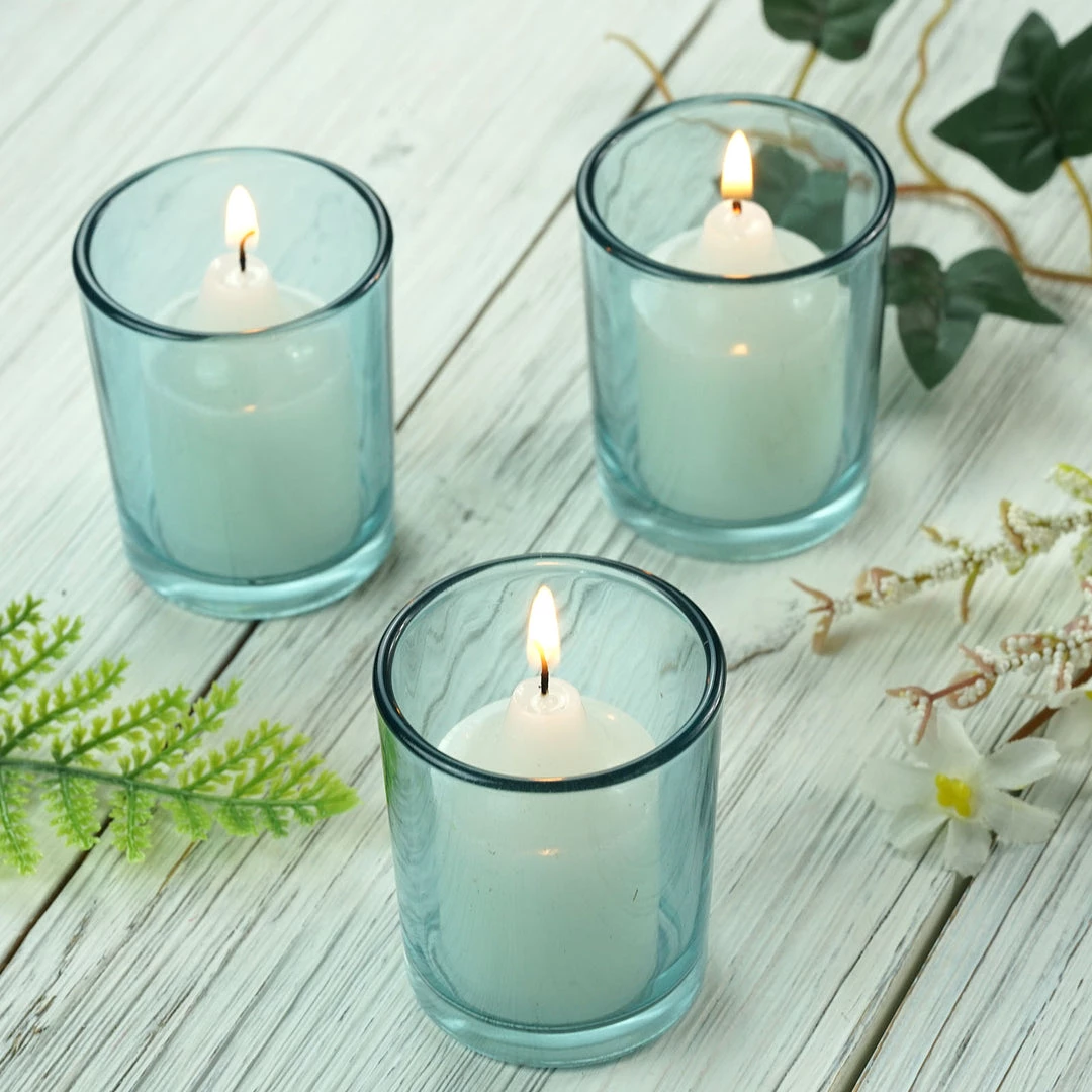 HIER_4320 Chargers & Centerpieces 12 Pack | 2.5" Turquoise Glass Votive Candle Holder Set Tealight Holders 1 HIER_4320 Chargers & Centerpieces 12 Pack | 2.5" Turquoise Glass Votive Candle Holder Set Tealight Holders