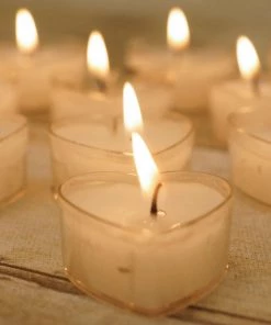 HIER_3820 Chargers & Centerpieces 12 Pack | Mini White Heart Shaped Tealight Candles, Valentines Decor