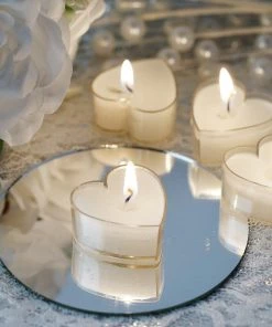 HIER_3820 Chargers & Centerpieces 12 Pack | Mini White Heart Shaped Tealight Candles, Valentines Decor