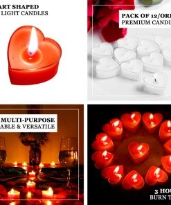 HIER_3820 Chargers & Centerpieces 12 Pack | Mini White Heart Shaped Tealight Candles, Valentines Decor