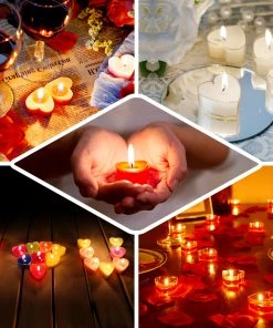 HIER_3820 Chargers & Centerpieces 12 Pack | Mini White Heart Shaped Tealight Candles, Valentines Decor