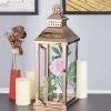 HIER_4310 Chargers & Centerpieces 19" Blush/Rose Gold Prism Top Stainless Steel Candle Lantern Centerpiece Outdoor Metal Patio Lantern