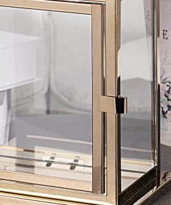 HIER_4310 Chargers & Centerpieces 10" Blush/Rose Gold Cage Top Stainless Steel Candle Lantern Centerpiece Outdoor Metal Patio Lantern 36 HIER_4310 Chargers & Centerpieces 10