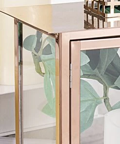 HIER_4310 Chargers & Centerpieces 10" Blush/Rose Gold Cage Top Stainless Steel Candle Lantern Centerpiece Outdoor Metal Patio Lantern 30 HIER_4310 Chargers & Centerpieces 10