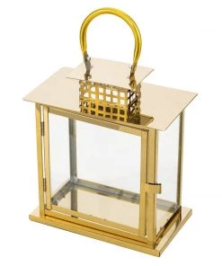 HIER_4310 10" Gold Cage Top Stainless Steel Candle Lantern Centerpiece Outdoor Metal Patio Lantern Chargers & Centerpieces 39 HIER_4310 10