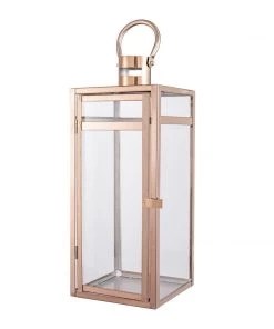 HIER_4310 17" Blush/Rose Gold Vintage Top Stainless Steel Candle Lantern Centerpiece Outdoor Metal Patio Lantern 30 HIER_4310 17