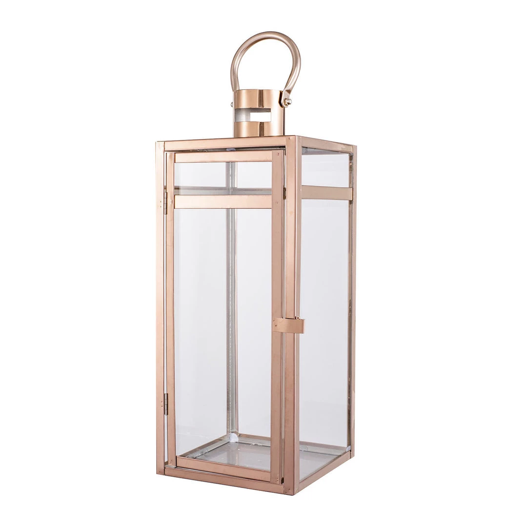 HIER_4310 17" Blush/Rose Gold Vintage Top Stainless Steel Candle Lantern Centerpiece Outdoor Metal Patio Lantern 15 HIER_4310 17" Blush/Rose Gold Vintage Top Stainless Steel Candle Lantern Centerpiece Outdoor Metal Patio Lantern