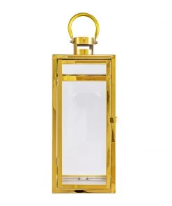 HIER_4310 17" Gold Vintage Top Stainless Steel Candle Lantern Centerpiece Outdoor Metal Patio Lantern Chargers & Centerpieces 35 HIER_4310 17