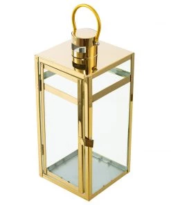 HIER_4310 12" Gold Vintage Top Stainless Steel Candle Lantern Centerpiece Outdoor Metal Patio Lantern 33 HIER_4310 12