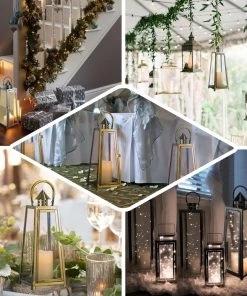 HIER_4310 22" Silver Cone Top Stainless Steel Candle Lantern Centerpiece Outdoor Metal Patio Lantern Chargers & Centerpieces 20 HIER_4310 22