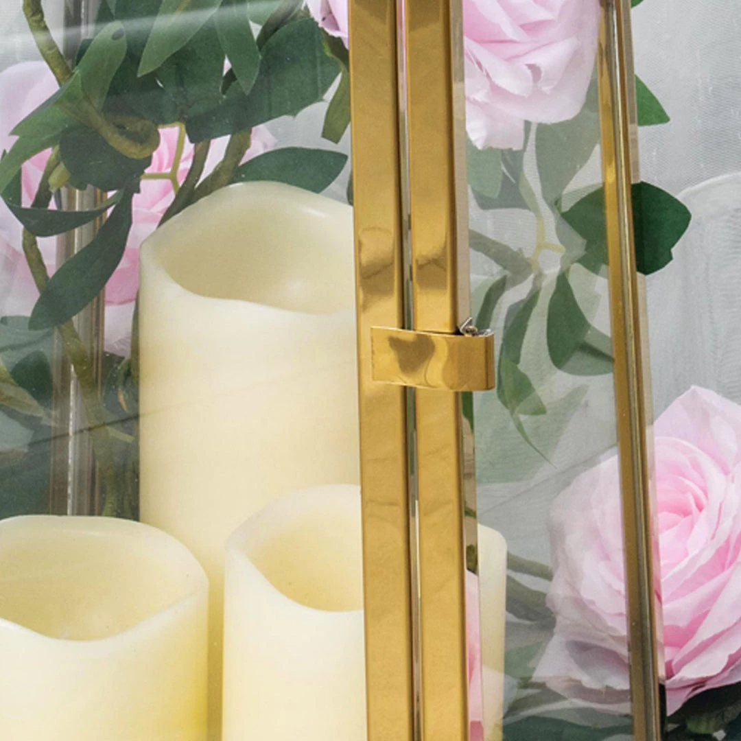 HIER_4310 22" Gold Cone Top Stainless Steel Candle Lantern Centerpiece Outdoor Metal Patio Lantern Chargers & Centerpieces 14 HIER_4310 22" Gold Cone Top Stainless Steel Candle Lantern Centerpiece Outdoor Metal Patio Lantern Chargers & Centerpieces