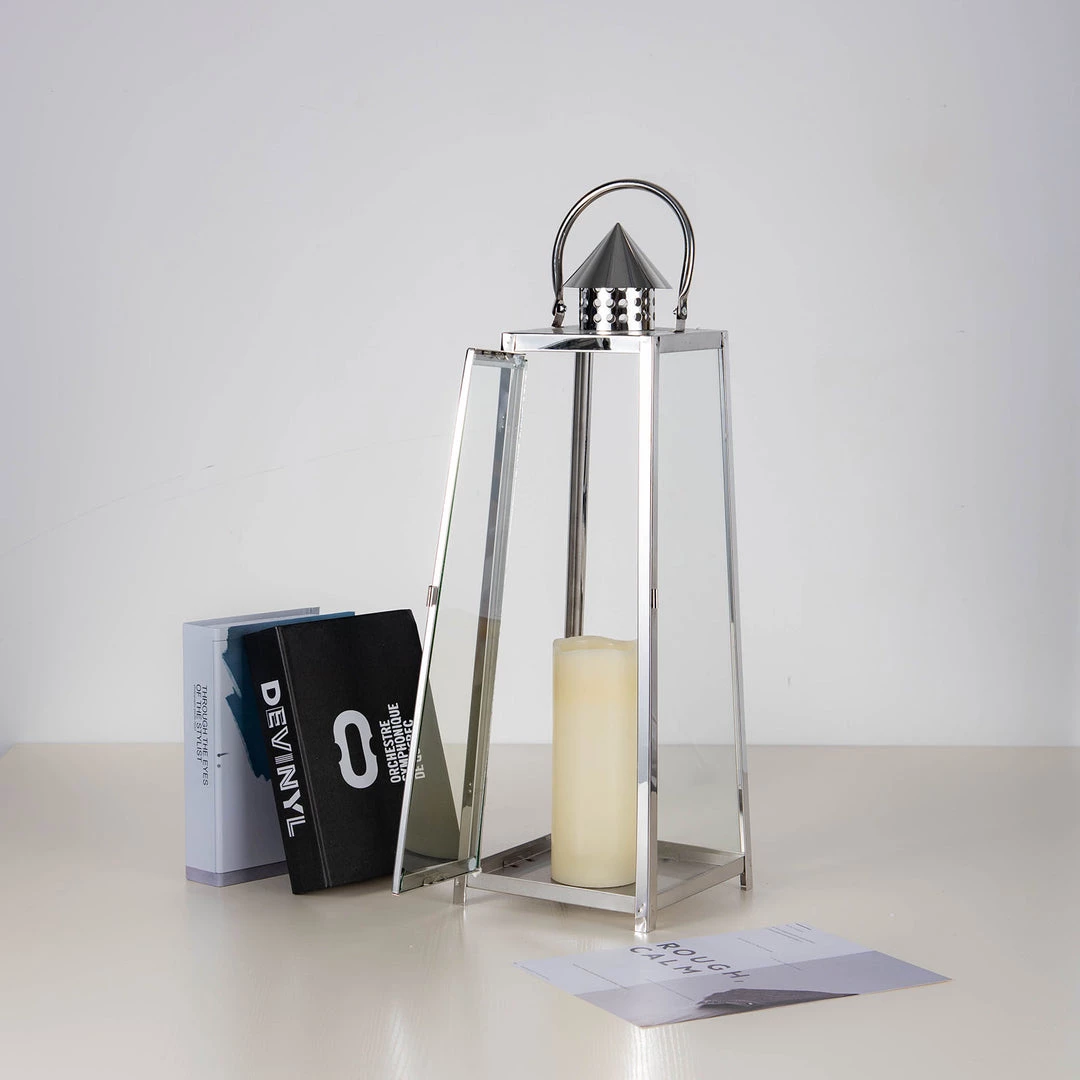 HIER_4310 22" Silver Cone Top Stainless Steel Candle Lantern Centerpiece Outdoor Metal Patio Lantern Chargers & Centerpieces 6 HIER_4310 22" Silver Cone Top Stainless Steel Candle Lantern Centerpiece Outdoor Metal Patio Lantern Chargers & Centerpieces