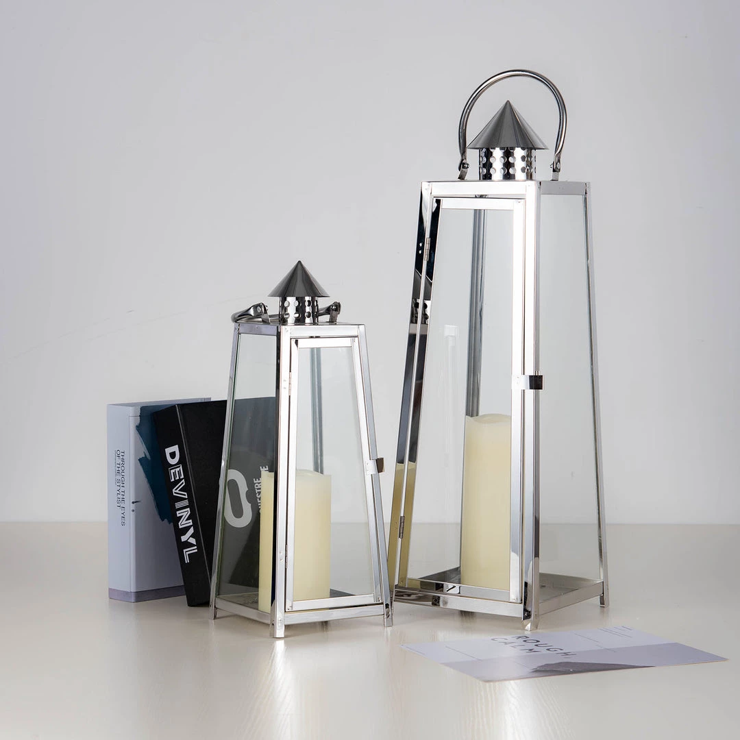 HIER_4310 22" Silver Cone Top Stainless Steel Candle Lantern Centerpiece Outdoor Metal Patio Lantern Chargers & Centerpieces 9 HIER_4310 22" Silver Cone Top Stainless Steel Candle Lantern Centerpiece Outdoor Metal Patio Lantern Chargers & Centerpieces