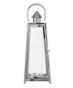 HIER_4310 Chargers & Centerpieces 15" Silver Cone Top Stainless Steel Candle Lantern Centerpiece Outdoor Metal Patio Lantern 32 HIER_4310 Chargers & Centerpieces 15