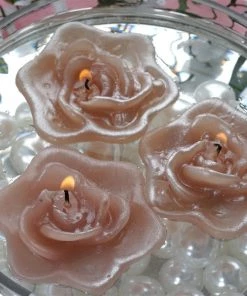 HIER_3810 4 Pack | 2.5" Blush Rose Flower Floating Candles, Wedding Vase Fillers