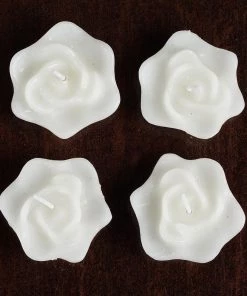 HIER_3810 Chargers & Centerpieces 4 Pack | 2.5" White Rose Flower Floating Candles Wedding Vase Fillers 20 HIER_3810 Chargers & Centerpieces 4 Pack | 2.5