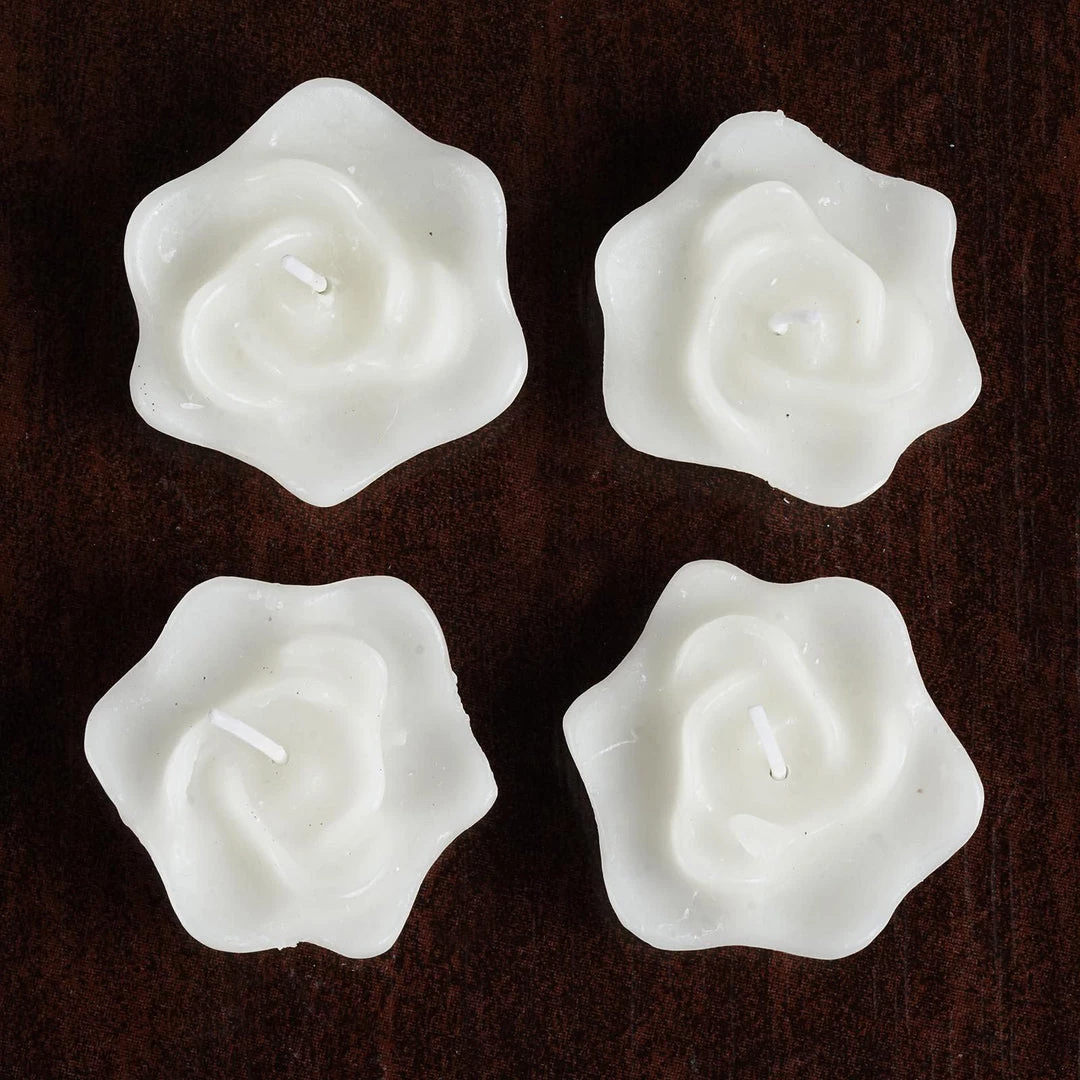 HIER_3810 Chargers & Centerpieces 4 Pack | 2.5" White Rose Flower Floating Candles Wedding Vase Fillers 10 HIER_3810 Chargers & Centerpieces 4 Pack | 2.5" White Rose Flower Floating Candles Wedding Vase Fillers